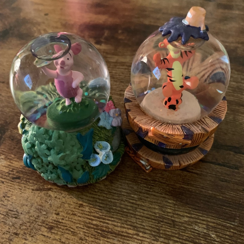 The Disney Winnie the Pooh Tigger and Piglet Mini Snow Globes